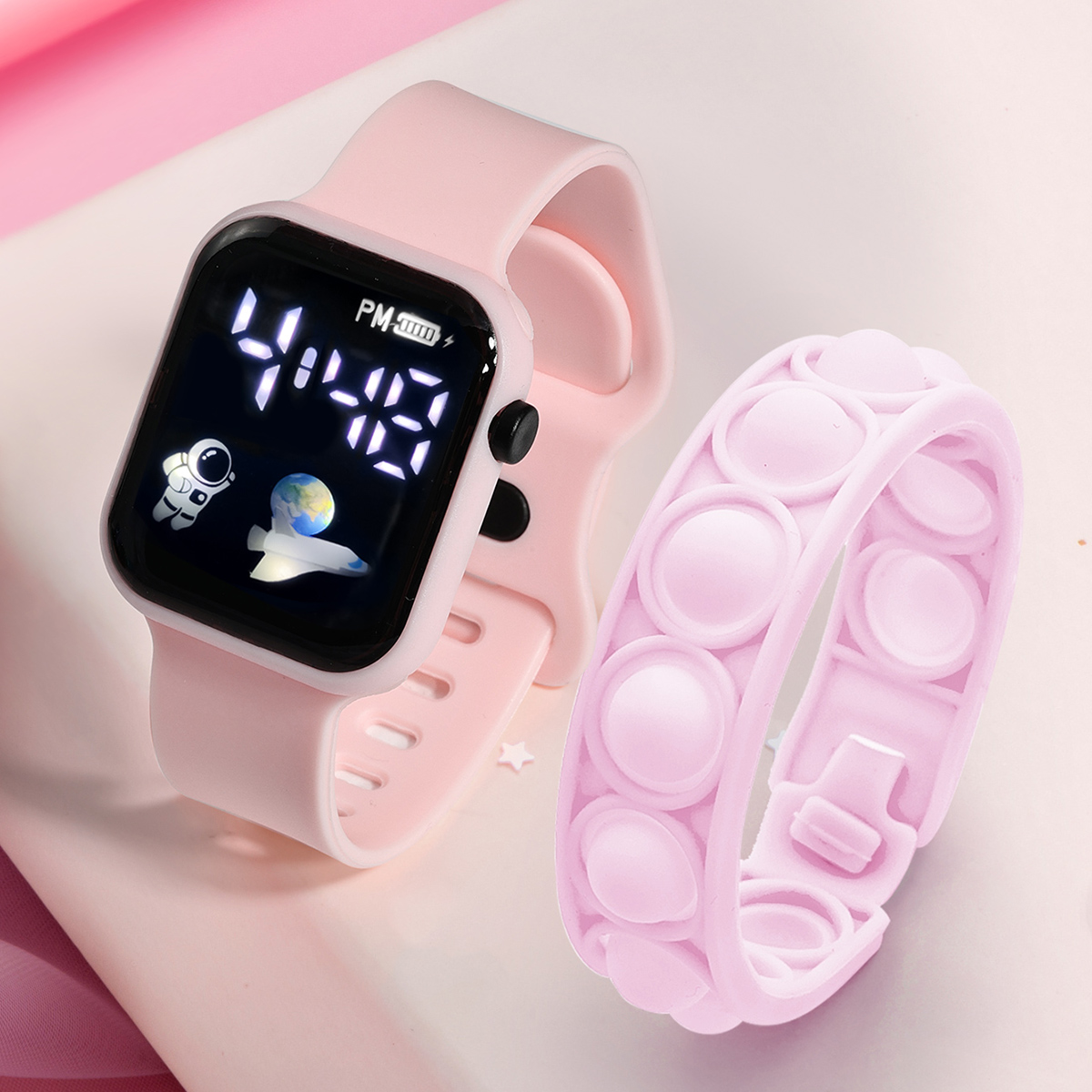 Smartwatch Watches For Girls - 2 Stuks Kinder Slim Horloge Armband